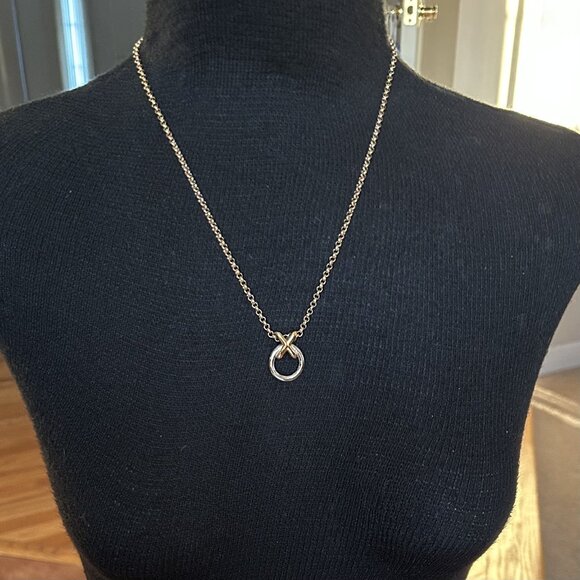 New XO HUGS and KISSES PENDANT Necklace Two Tone - Picture 3 of 6